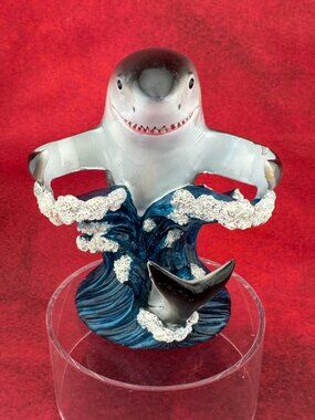 EBROS GIFT NAUTICAL OCEAN MARINE GREAT WHITE SHARK SALT & PEPPER SHAKERS HOLDER
